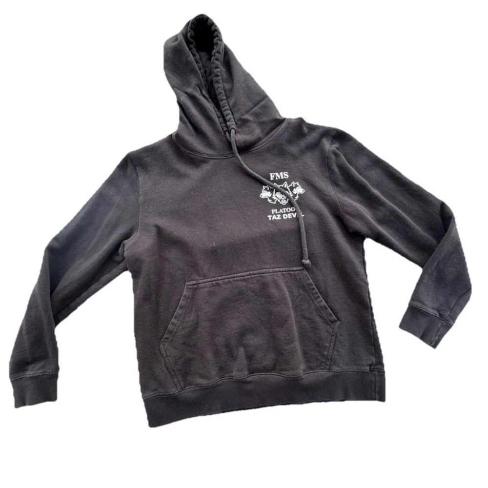 BA Tee Design FMS Platoon Taz Devil Wolf Hoodie Men Sz L Black Graphic Pullover